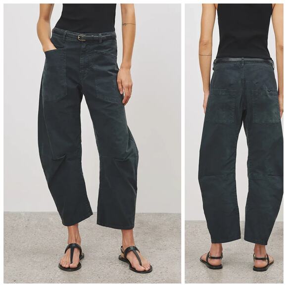 Nili Lotan $390 Shon Pant Mid Rise Barrel Leg in Carbon size 4 - Picture 1 of 10